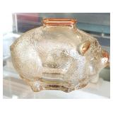 Vtg. Merrigold Anchor Hocking Glass Pig Coin Bank