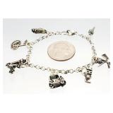 Sterling Silver 6.5" Golf Theme Charm Bracelet 16g