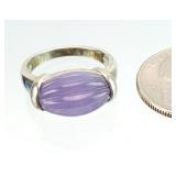 Sterling Silver Lavender Jade Sz 7 Ring 6.19g