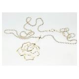 Sterling Silver Rose Pendant Necklace 11.35g