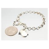 Sterling Silver Milor Italy Heart Charm Bracelet