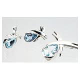3pc Sterling Silver Blue Topaz Pend. Earrings 8g