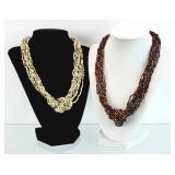 2) Vtg Seed Beaded Multi Strand Necklaces