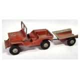 Vtg Oglesby Cast Aluminum Red Army Jeep & Wagon