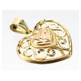 14k GOLD Signed Michael Anthony Heart Pend. 1.61g