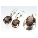 KBN Kabana Sterling Silver Smoky Quartz Jewelry 7g