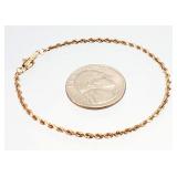 14kt Rose GOLD 7" Rope Ladies Bracelet 3.48g