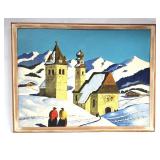 Signed Giuseppe Olmi Framed Oil on Board Painting