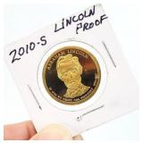 2010-S Lincoln Proof Gold Tone $1 One Dollar Coin