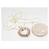 10kt GOLD 18" Heart Pendant Necklace 3.10g