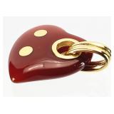 14kt GOLD Red Jade Witches Heart Necklace Pendant
