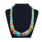 Multi Colored Turquoise Sterling Silver Necklace