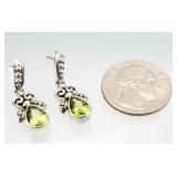Sterling Silver Peridot Dangle Earrings 5.25g