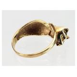 14kt GOLD signed CW Sz 4 Cat Ring 2.36g