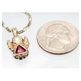 Sterling Silver Winged Angel Charm Necklace 4.84g