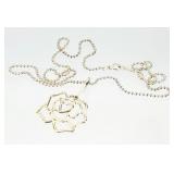 Sterling Silver Rose Pendant Necklace 11.35g