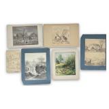 (6) Antique European Drawings & Paintings