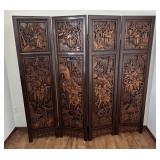 Ornately Carved Chinese (4) Panel Room Divider