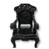 Black Chinese Carved Wood Chair