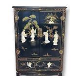 Chinese Painted Black Lacquer Cabinet