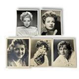 (5) Vintage Hollywood Actress Autographed Photos