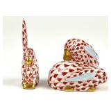 (2) Herend Fishnet Bunnies - Rust