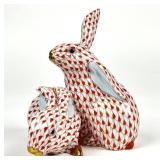 Herend Fishnet Bunnies - Rust