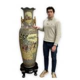Monumental 60" Chinese Hand Painted Porcelain Vase