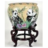 Chinese Hand Painted Porcelain Planter Panda Motif