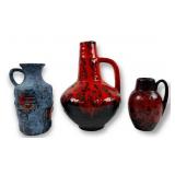 (2) German Lava Pottery Vessels & U-Keramik Vessel