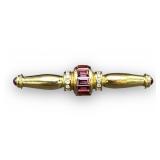 14K Gold Ruby & Diamond Brooch