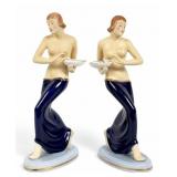 Pair Of Moriyama Japanese Porcelain Nude Figurine