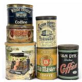 (6) Vintage Coffee Cans Including Butter-Nut