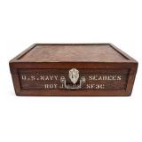 WWII US Navy Seabees Wood Chest