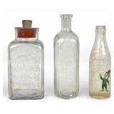 (3) Vintage Glass Bottles Including John Moore