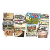 Large Set Of Vintage Postcards & Wood Letter Holde