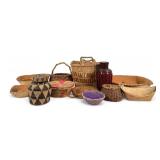 (12) Vintage Handmade Wicker & Birchbark Baskets