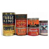 (7) Vintage Coffee Tins Including Tetley Tea Tin