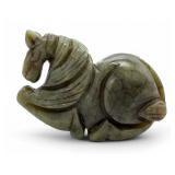 Old Jade Reclining Horse Sculpture