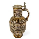 German Porcelain Stein With Pewter Lid