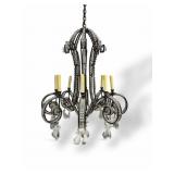 Niermann Weeks Attrib. Crystal & Wrought Iron Chan