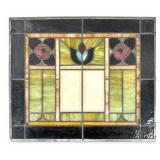 Antique Rectangular Stained Glass Window Panel
