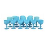 (14) French Vallerysthal Blue Opaline Goblets