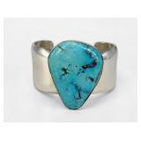 J. Nelson Navajo Sterling Silver & Turquoise Cuff