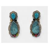 Sterling & Multi-Stone Navajo Earrings