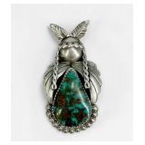Eva Sando Turquoise & Sterling Silver Brooch