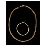 14K Yellow Gold Herringbone Necklace & Bracelet