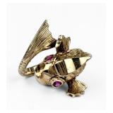 14K Yellow Gold & Ruby Koi Fish Ring