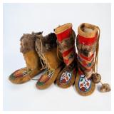 (2) Pairs of Native American Beaded & Fur...