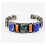 Navajo Whirling Log Silver & Multi-Stone Cuff